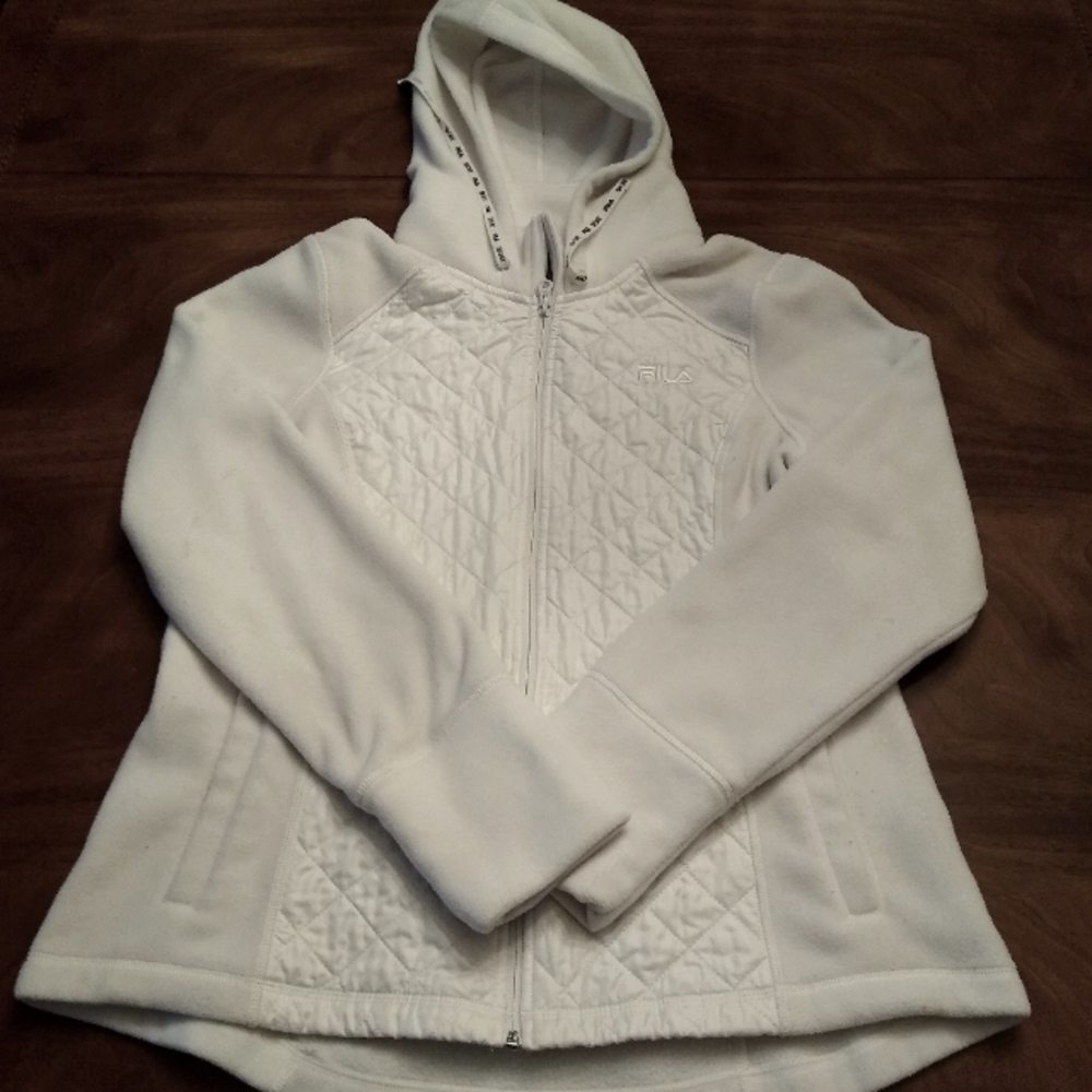 Fila White Woman's Hoodie In Size L